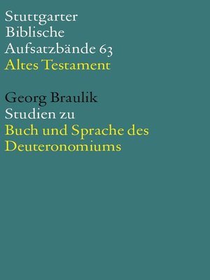 cover image of Studien zu Buch und Sprache des Deuteronomiums
